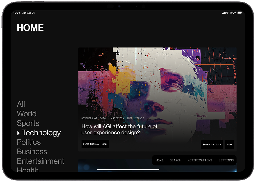 Selected design still for News